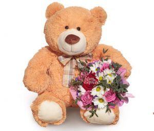 floraexpress мишка с букетом